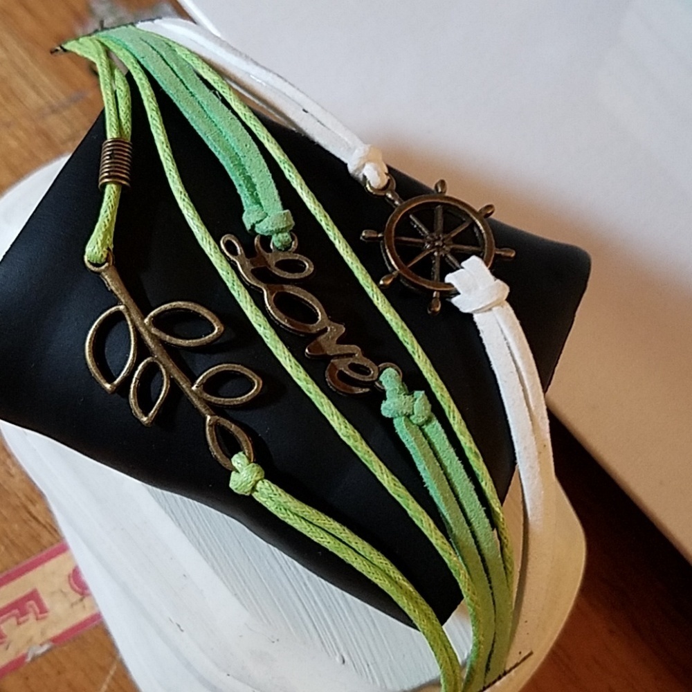 Multi Layer Vegan Leather Bracelet 7"